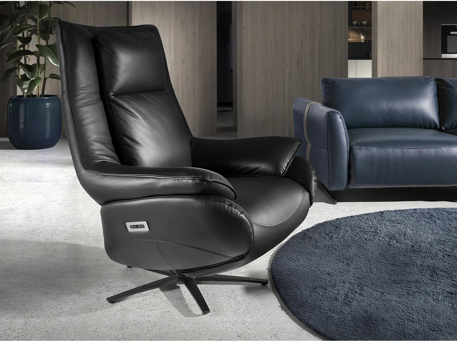 Fauteuil pivotant en cuir noir 5124 ANGEL CERDA