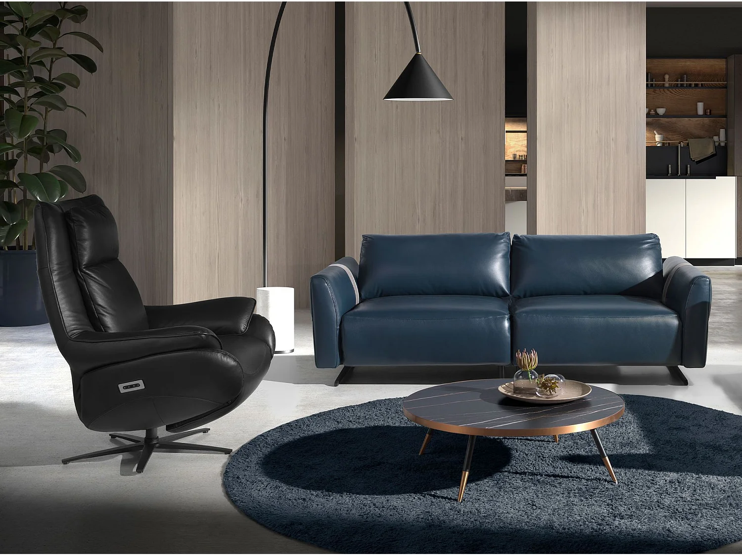 Fauteuil pivotant en cuir noir 5124 ANGEL CERDA