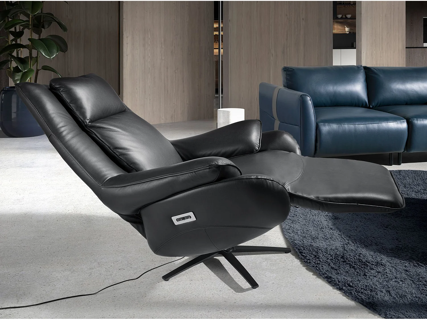 Fauteuil pivotant en cuir noir 5124 ANGEL CERDA