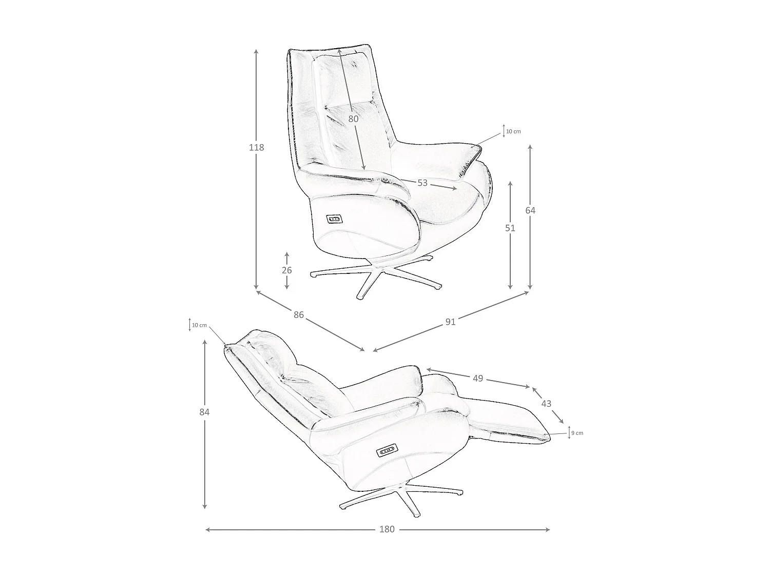 Fauteuil pivotant en cuir noir 5124 ANGEL CERDA