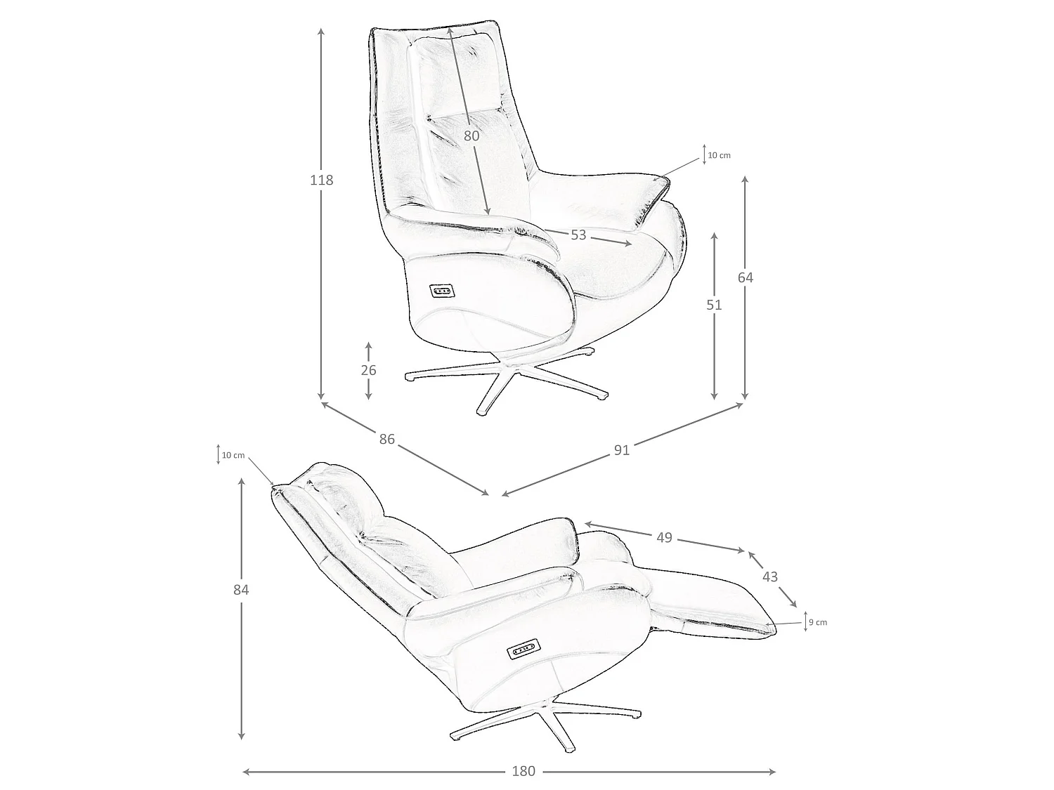 Fauteuil pivotant en cuir noir 5124 ANGEL CERDA