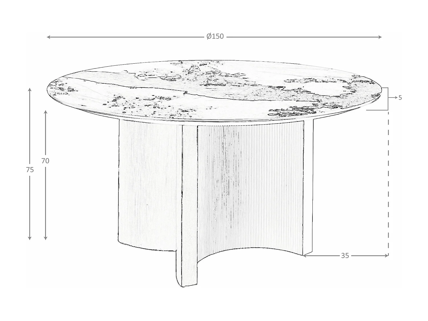 Runder Esstisch aus Porzellanmarmor, Nussbaum und silberfarbenem Holz 1148 ANGEL CERDA