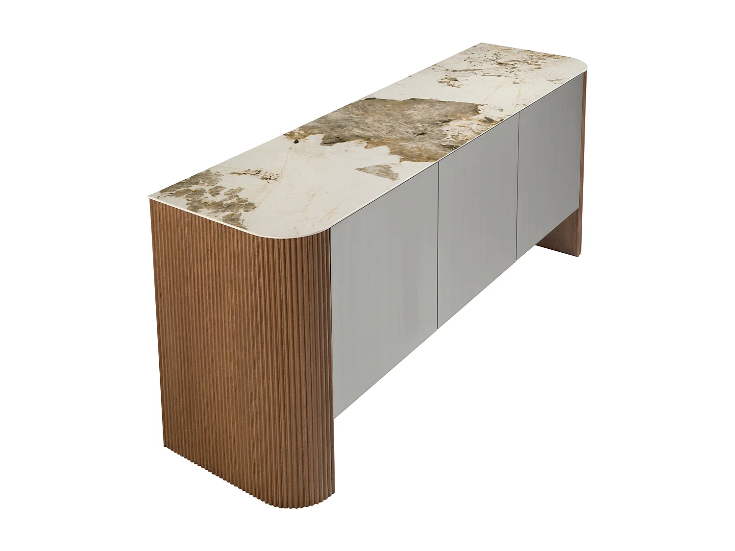 Buffet en bois argenté, noyer et plateau en marbre de porcelaine 3261 ANGEL CERDA