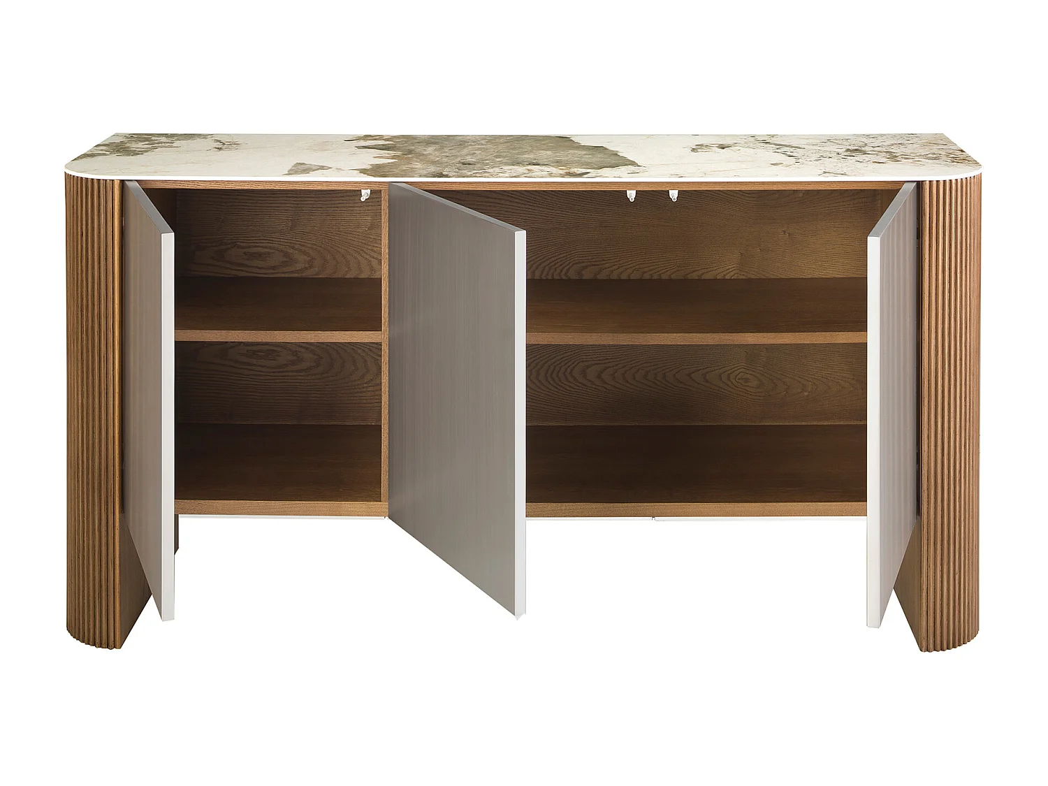 Buffet en bois argenté, noyer et plateau en marbre de porcelaine 3261 ANGEL CERDA