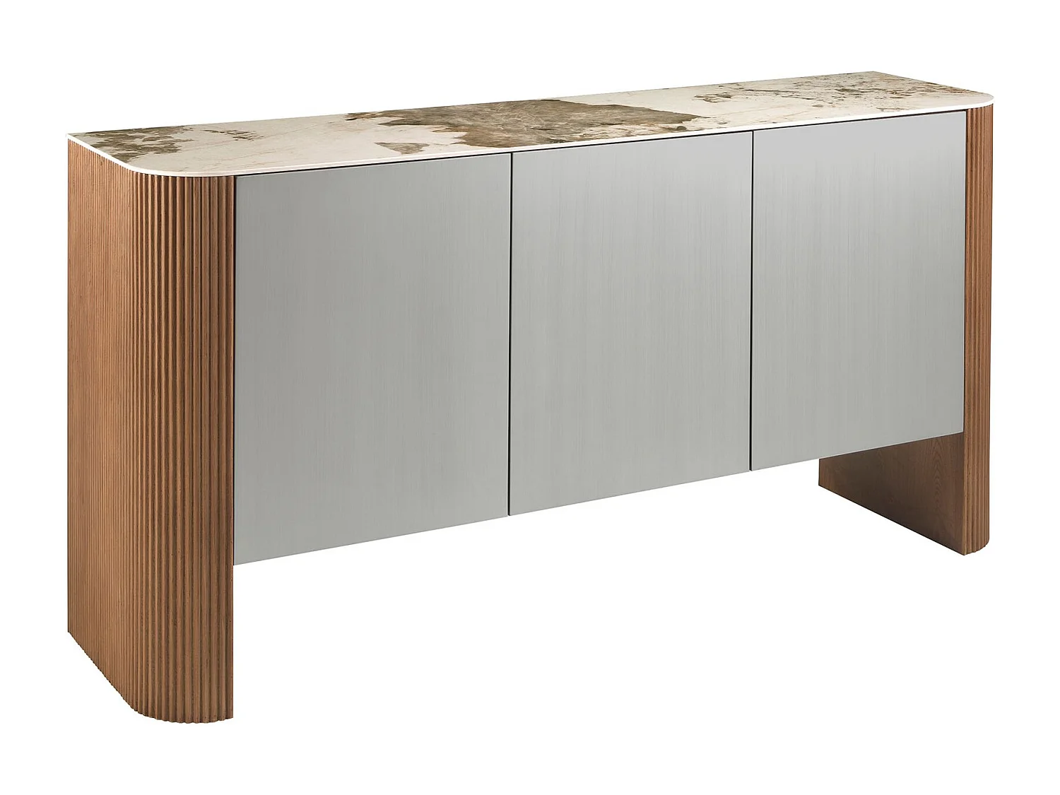 Kredens srebrne drewno, orzech i porcelanowy marmurowy blat 3261 ANGEL CERDA