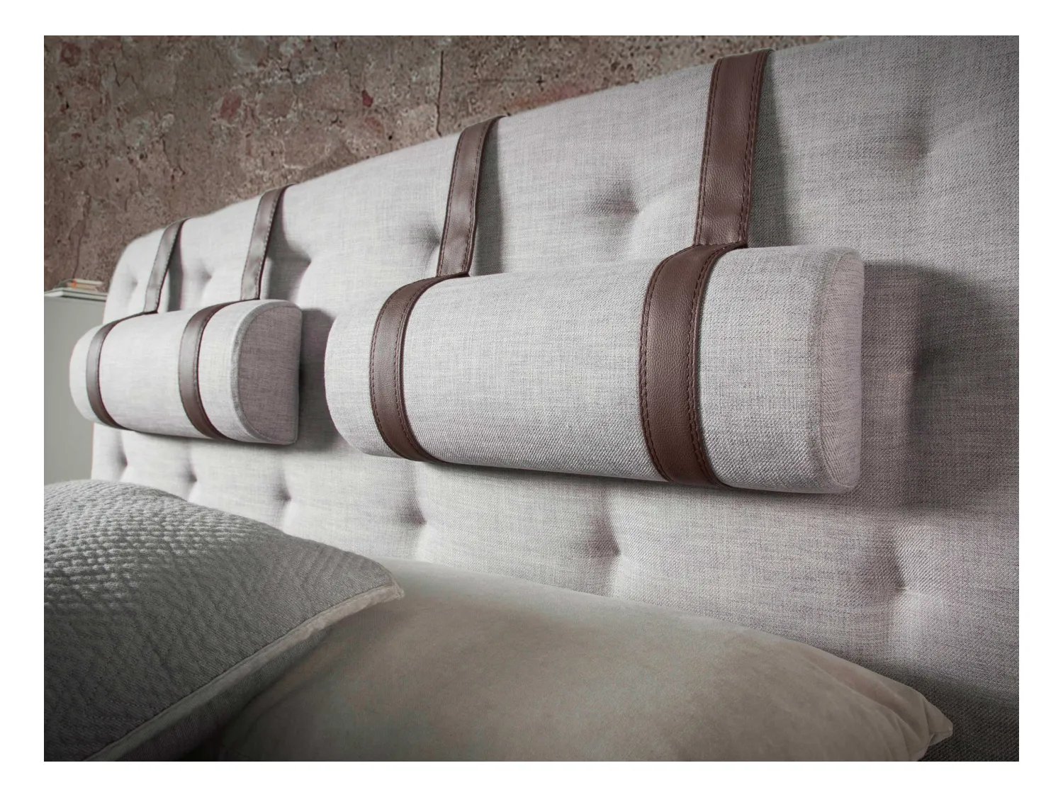 Lit tufté en tissu gris 7179 ANGEL CERDA