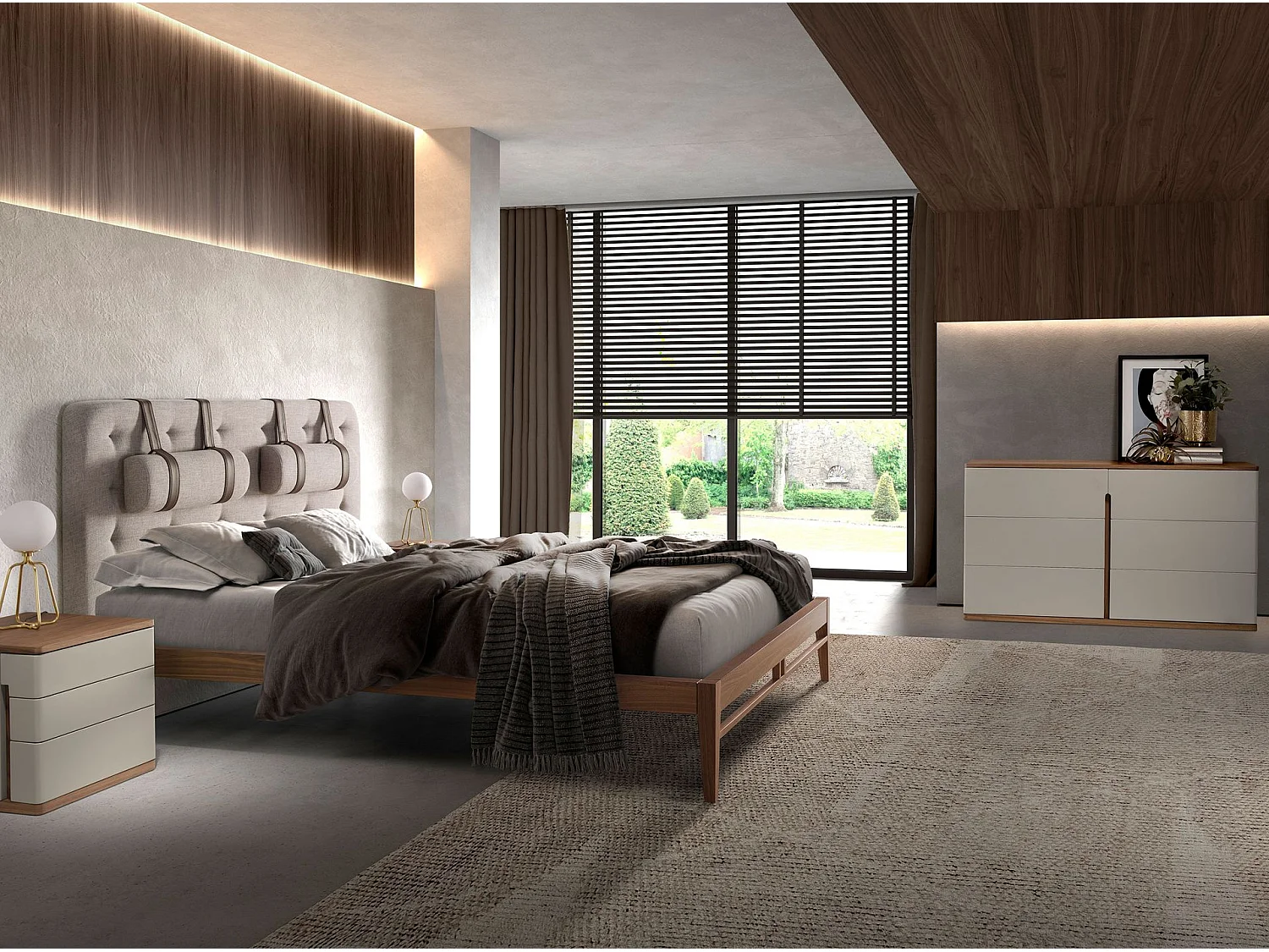 Grijs bed met stoffen bekleding 7179 ANGEL CERDA