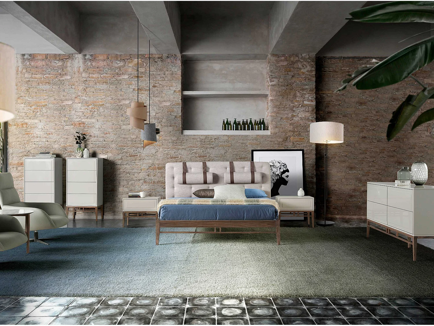 Grijs bed met stoffen bekleding 7179 ANGEL CERDA