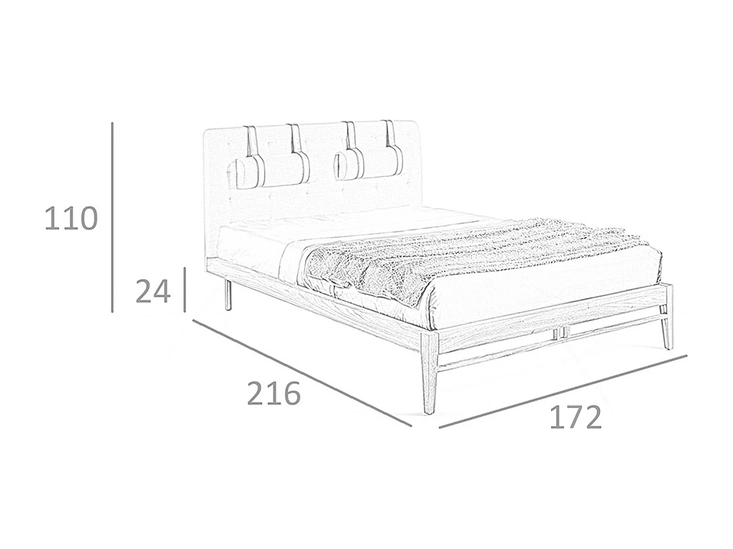 Grijs bed met stoffen bekleding 7179 ANGEL CERDA