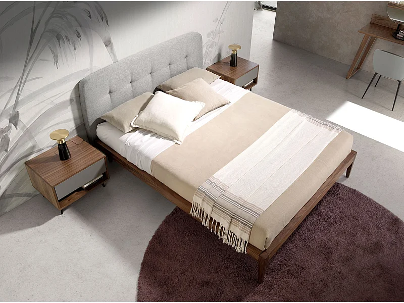 Letto in tessuto grigio trapuntato   7177 ANGEL CERDA