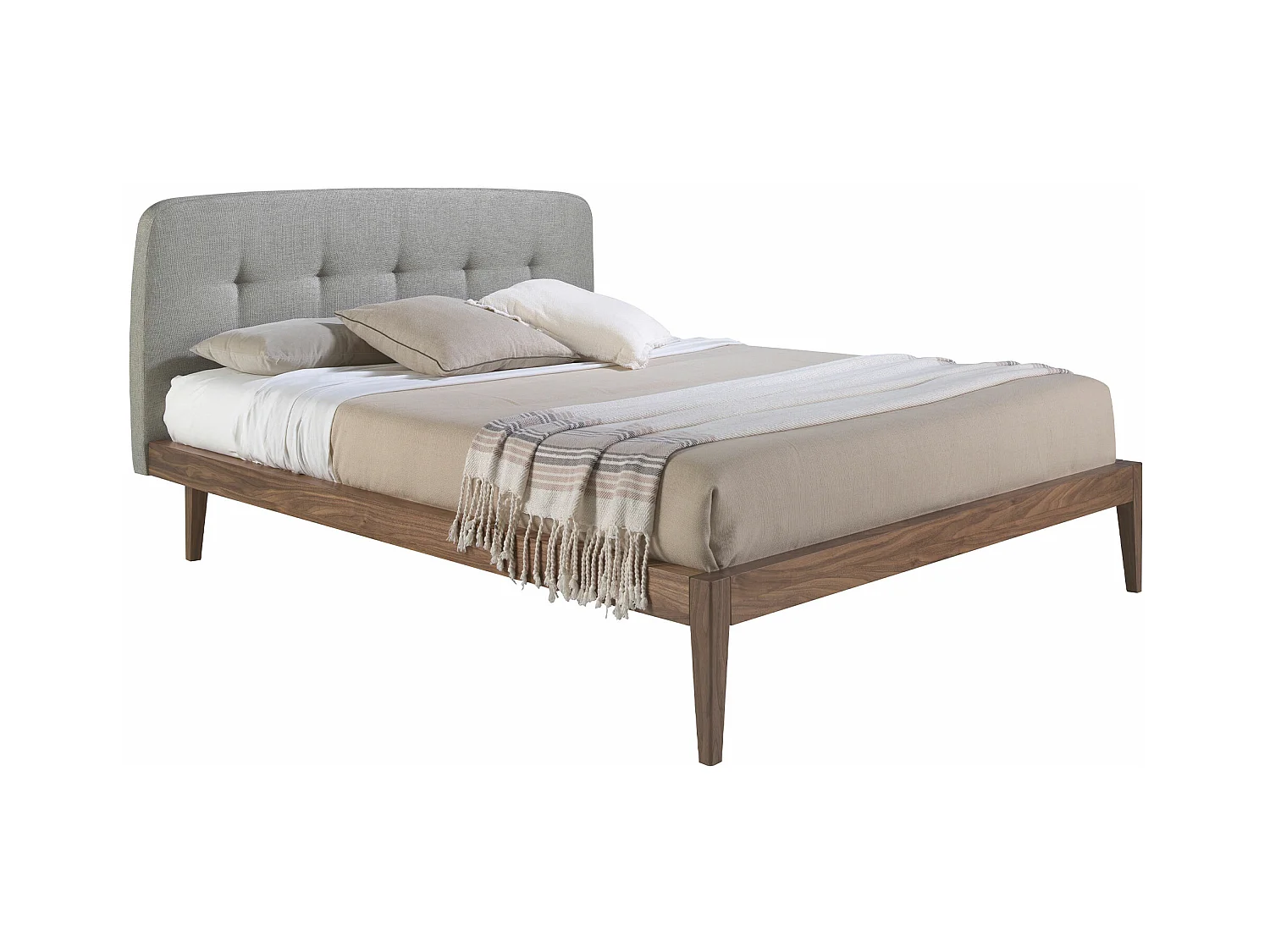 Lit tufté en tissu gris 7177 ANGEL CERDA