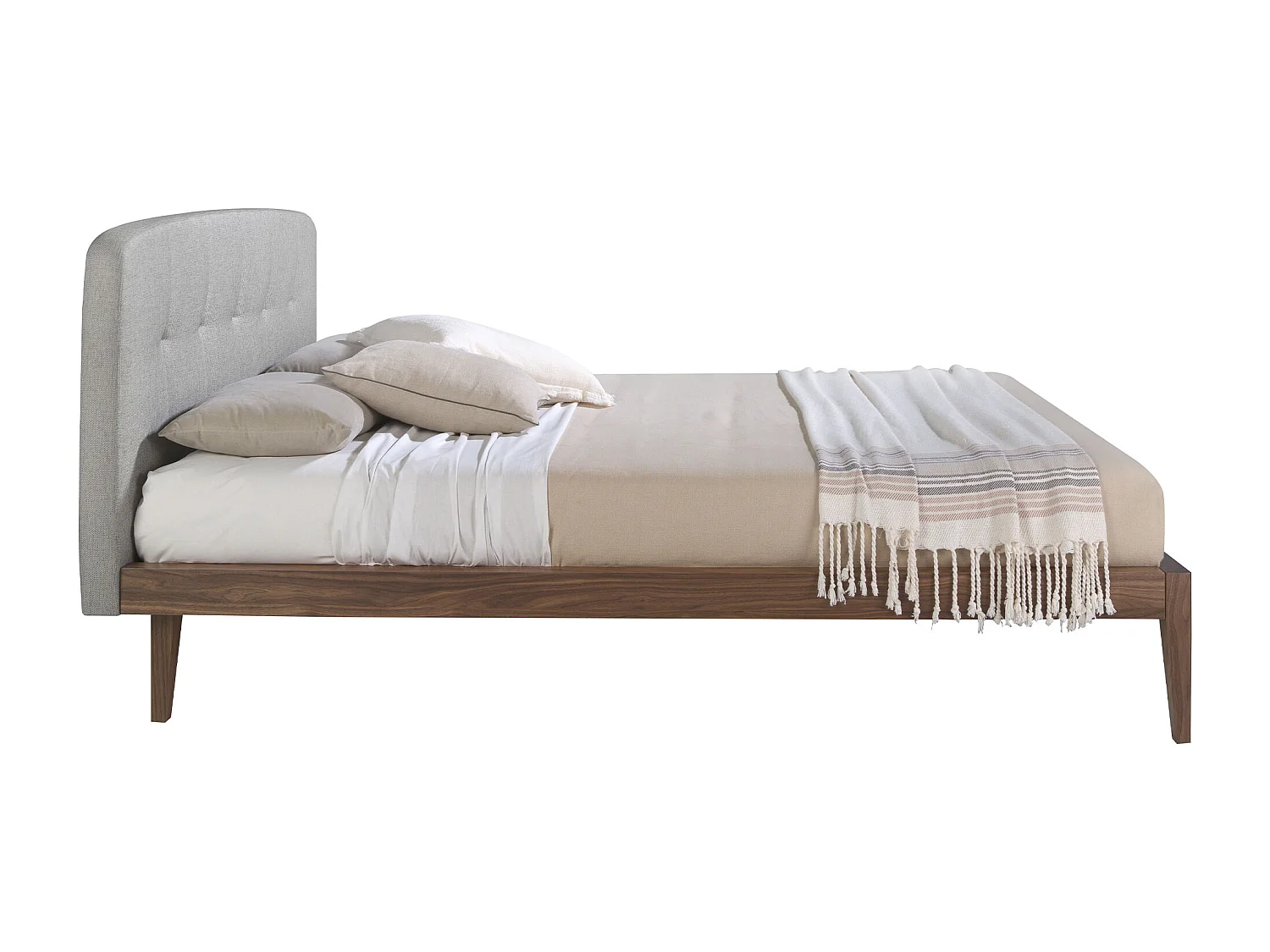 Bett mit grauem Stofftufting 7177 ANGEL CERDA