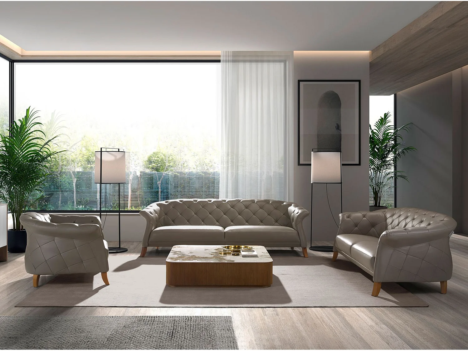 Chester Sofa 2 Sitzer grau Leder 6187 ANGEL CERDA