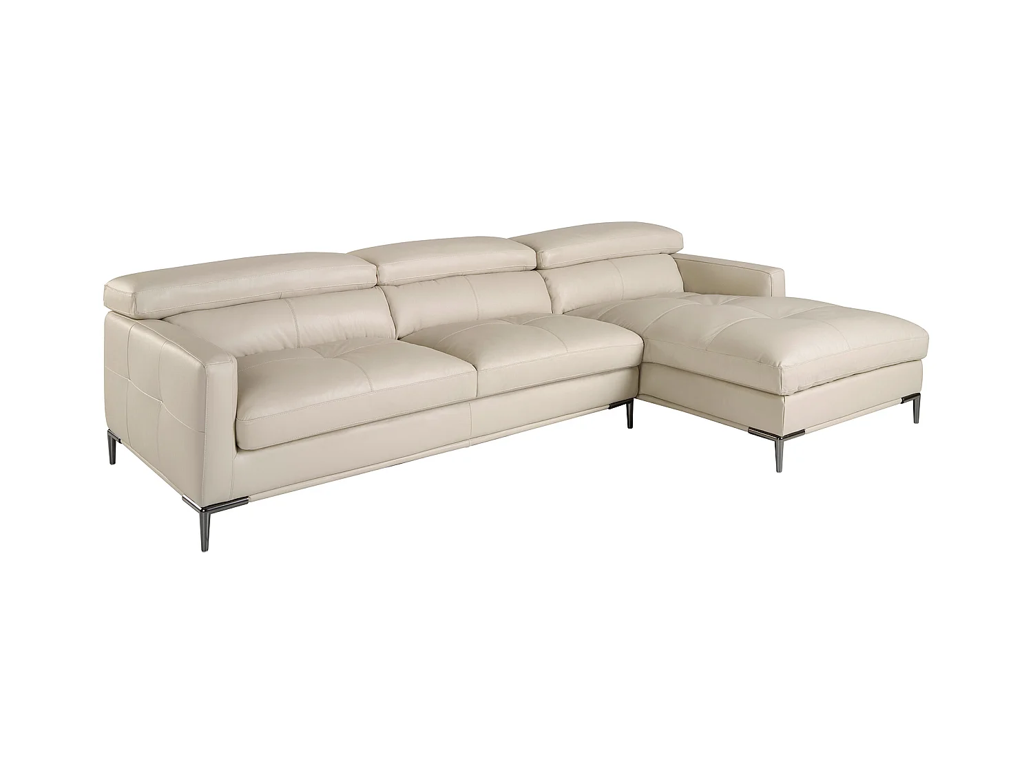 Divano chaise longue destro in pelle sabbia   6201 ANGEL CERDA