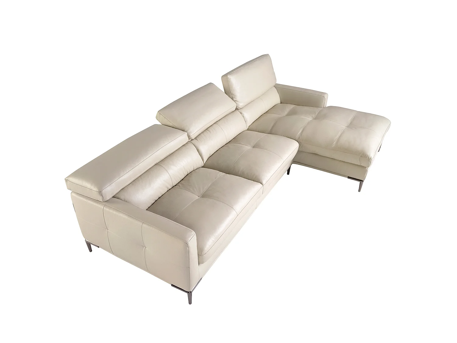 Canapé d'angle convertible 5 places avec coffre en cuir turquoise
