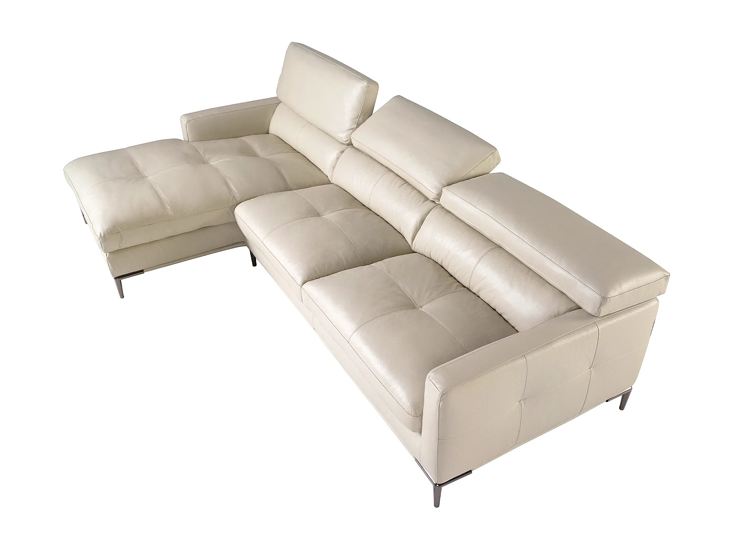 Canapé chaise longue gauche cuir sable