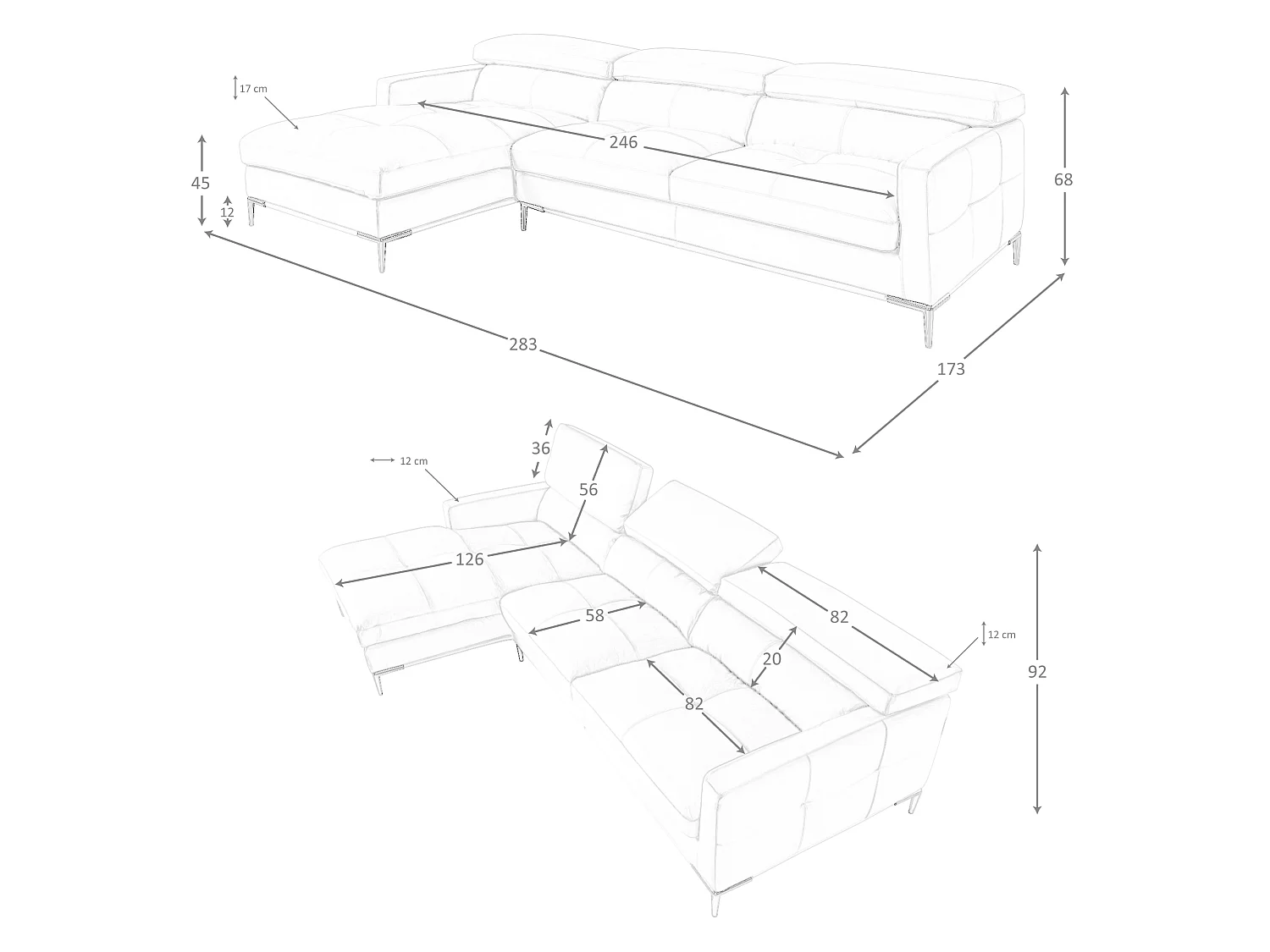 Linker chaise longue bank zand leer