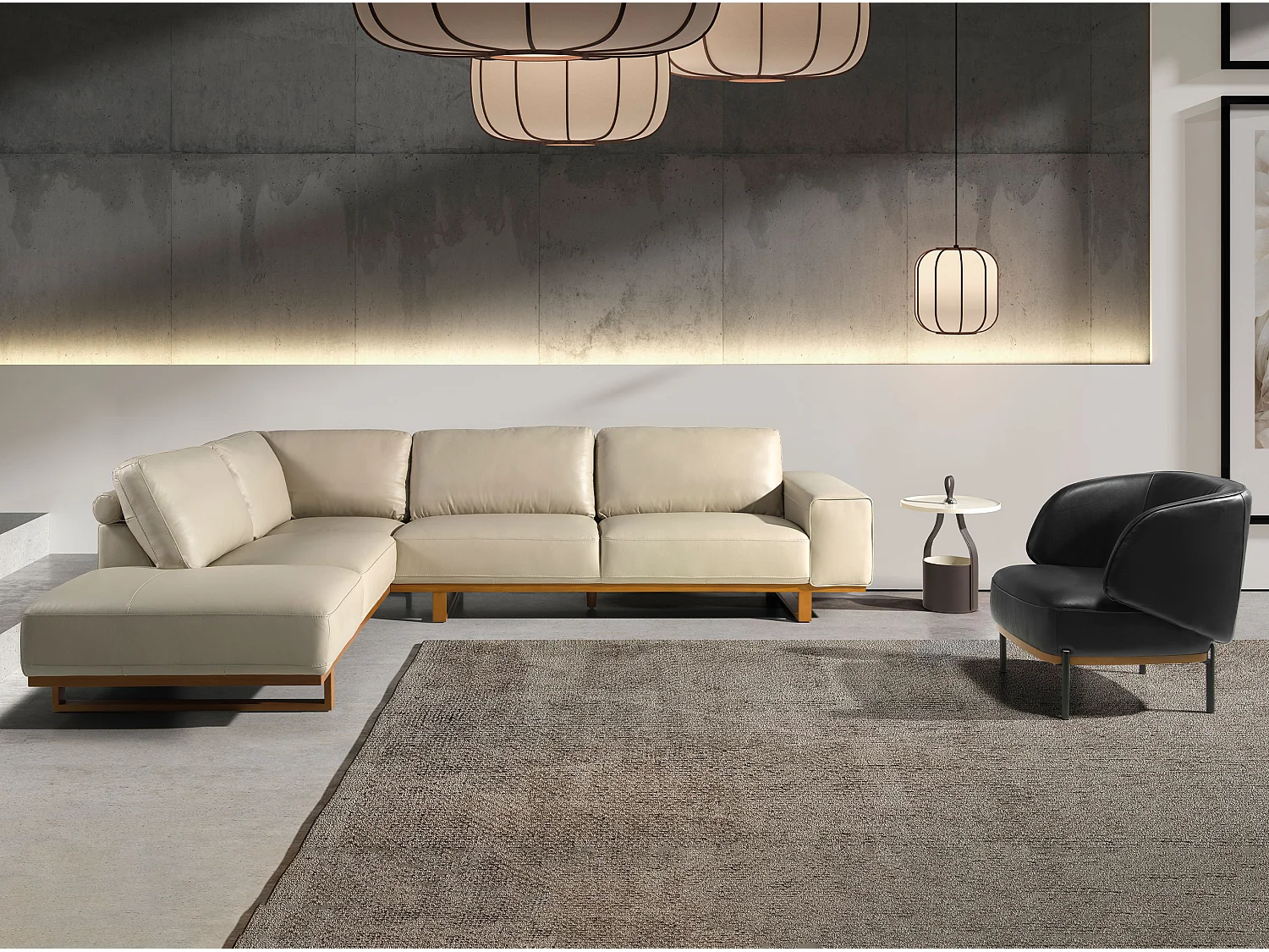 Ecksofa links Leder sand 6204 ANGEL CERDA