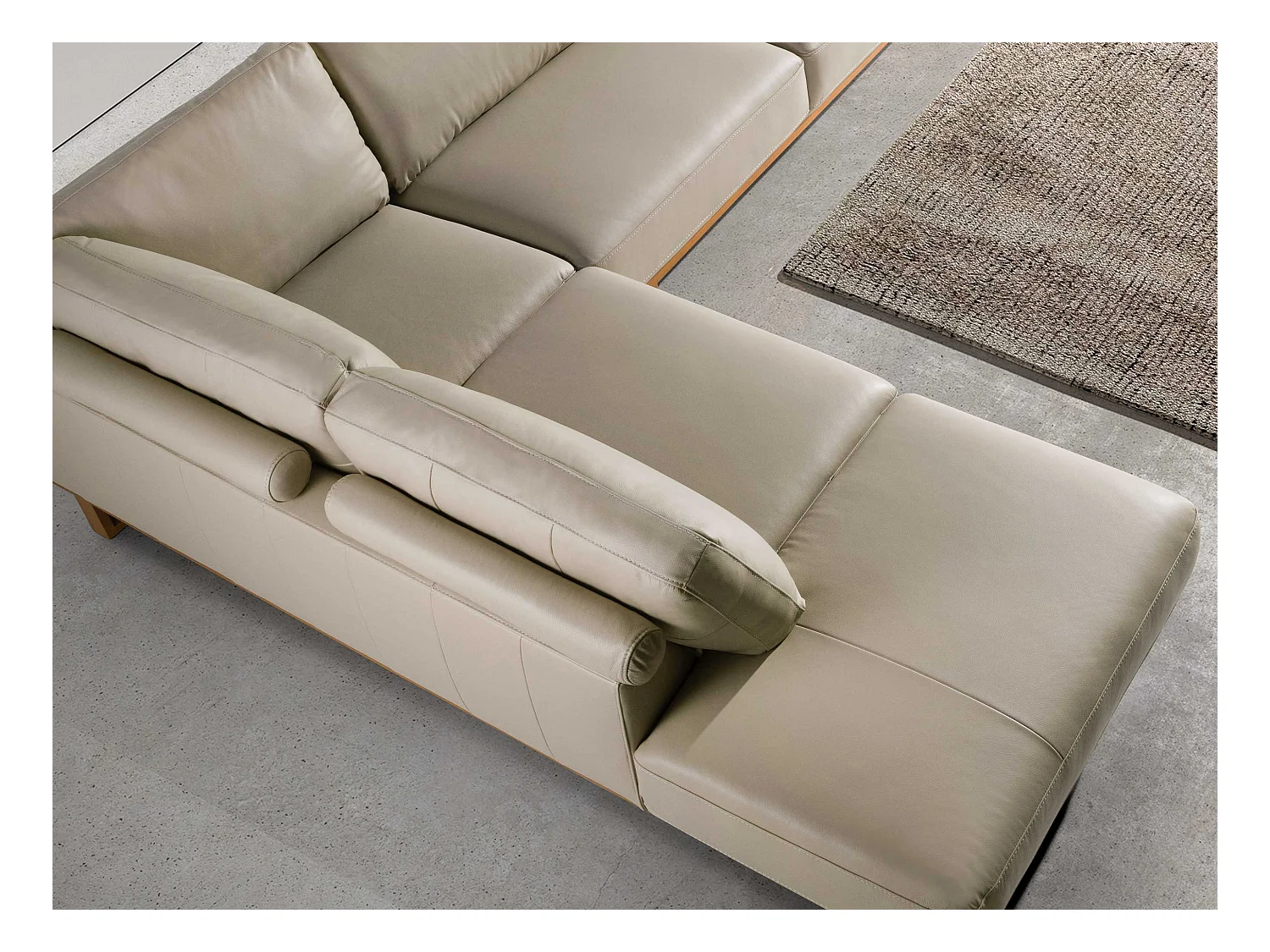 Canapé d'angle gauche en cuir sable 6204 ANGEL CERDA