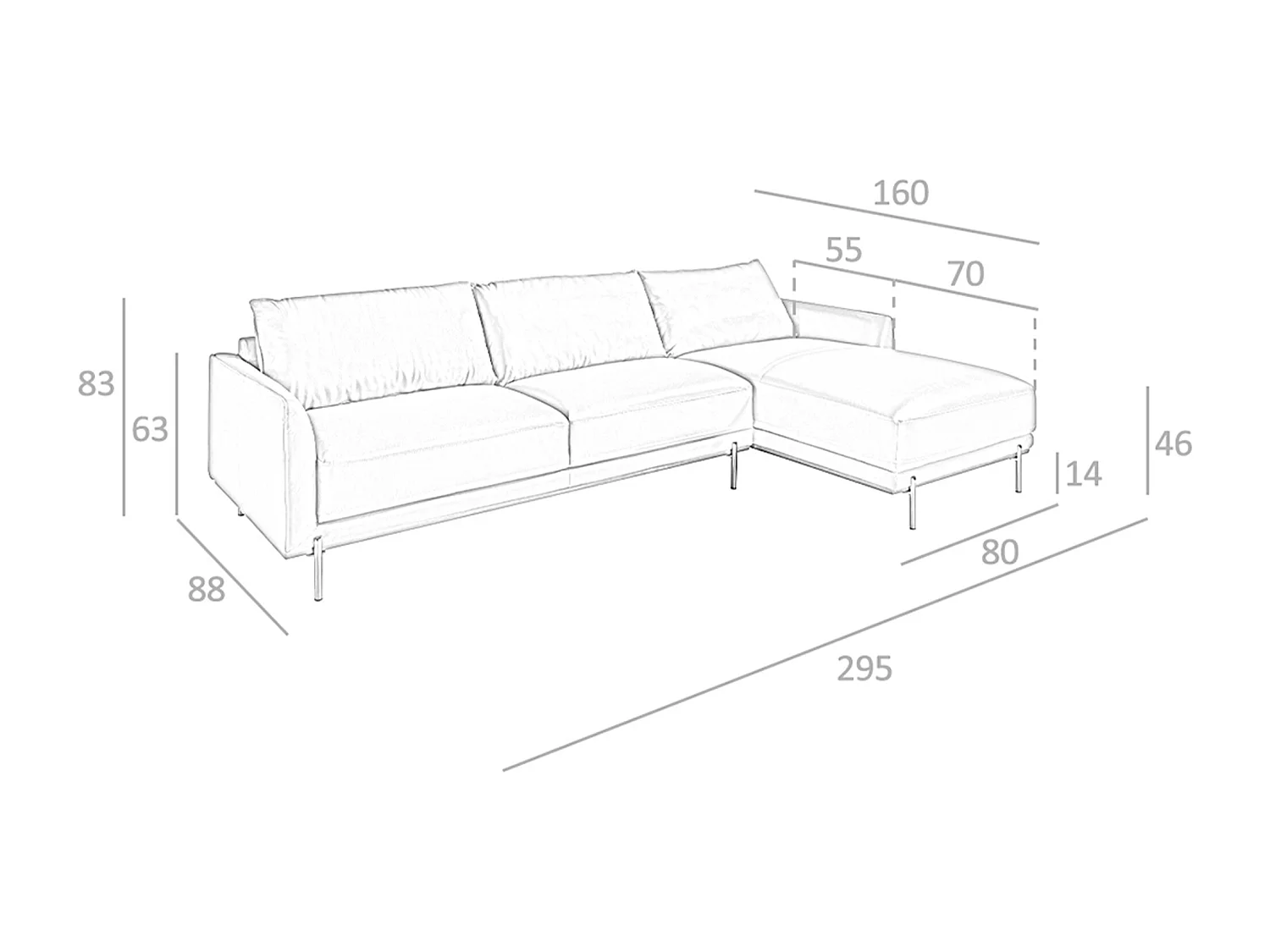 canapé d'angle droite en cuir noir 6197 ANGEL CERDA