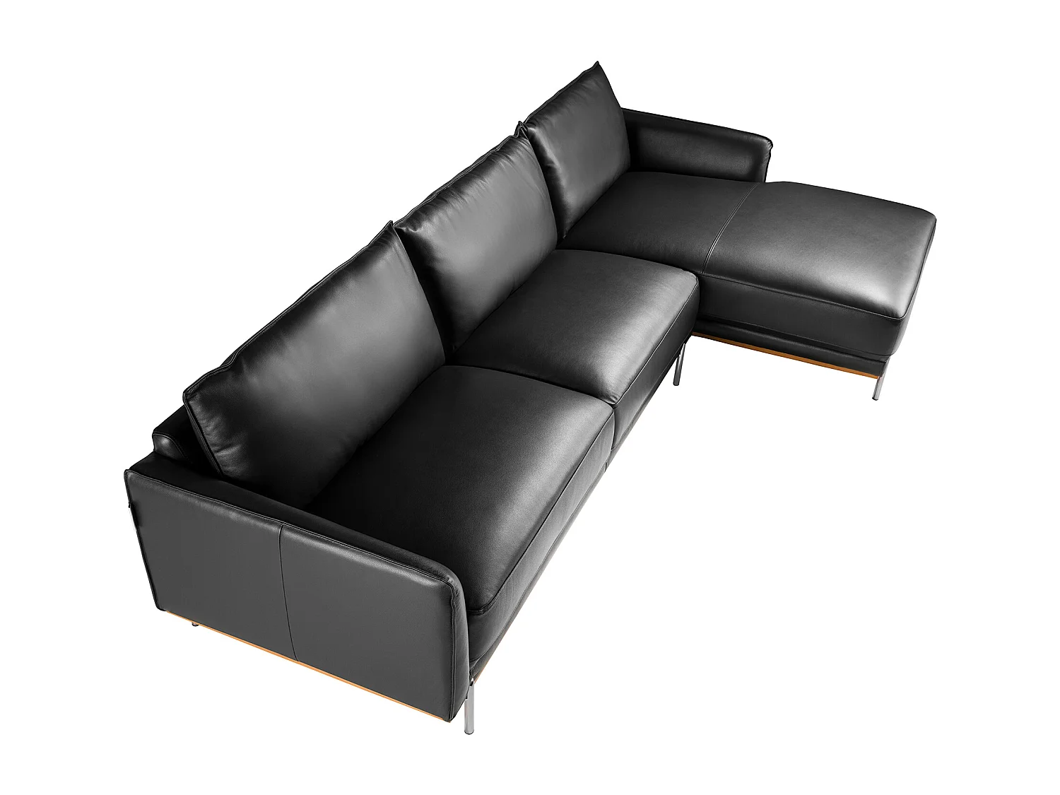 canapé d'angle droite en cuir noir 6197 ANGEL CERDA