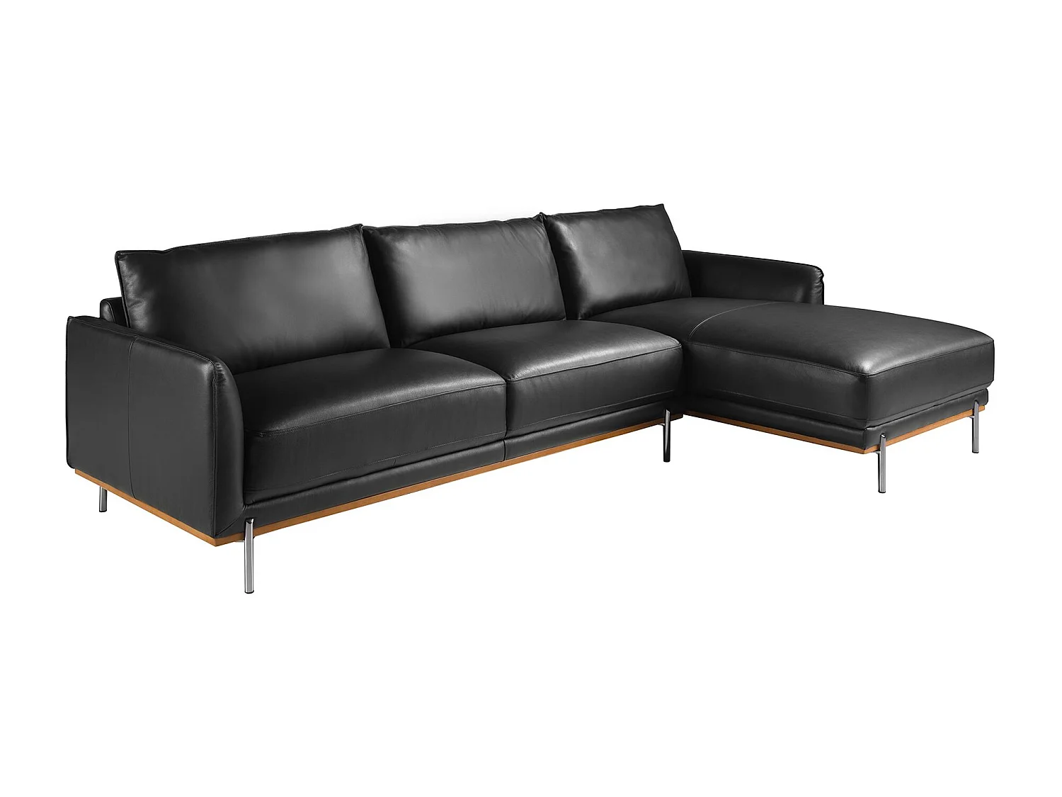 Divano chaise longue destro in pelle nera 6197 ANGEL CERDA