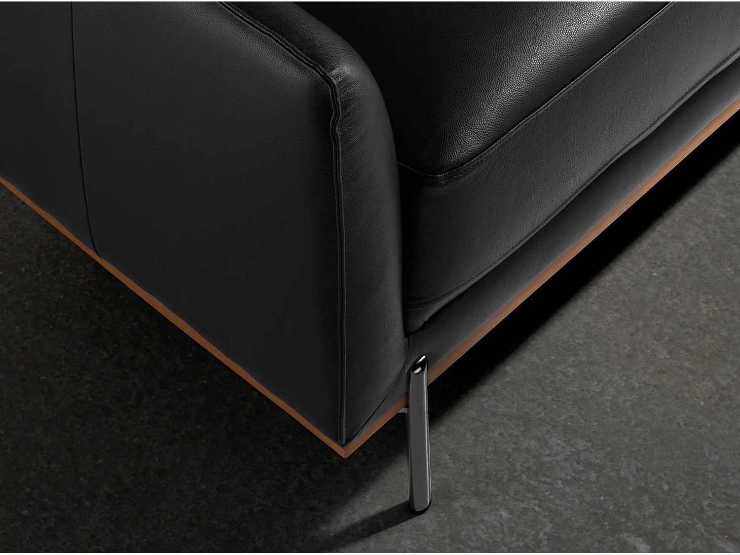 Divano chaise longue destro in pelle nera 6197 ANGEL CERDA