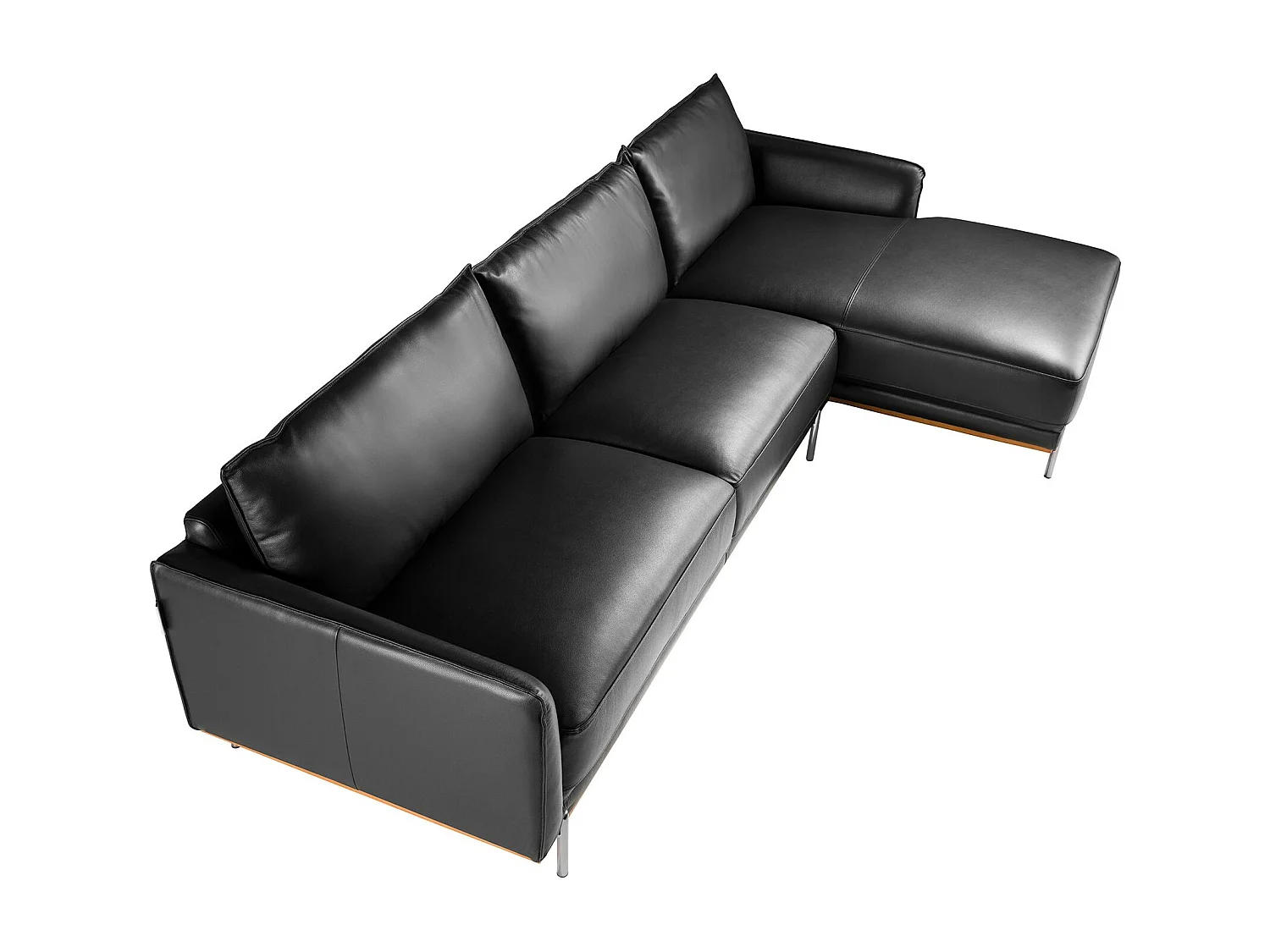 Divano chaise longue destro in pelle nera 6197 ANGEL CERDA