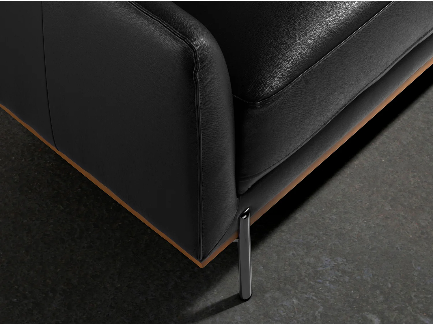 Divano chaise longue destro in pelle nera 6197 ANGEL CERDA