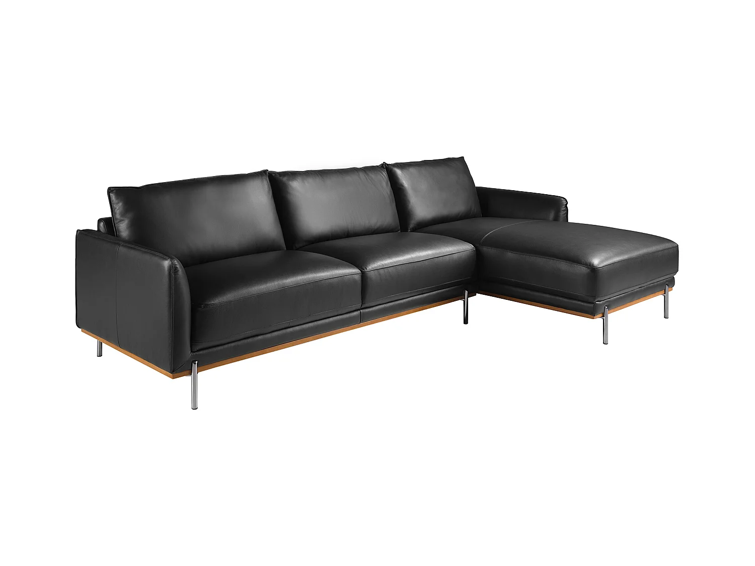 Divano chaise longue destro in pelle nera   6197 ANGEL CERDA
