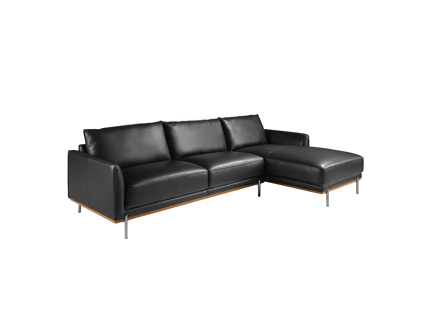 Canapé d'angle droite en cuir noir 6197 ANGEL CERDA