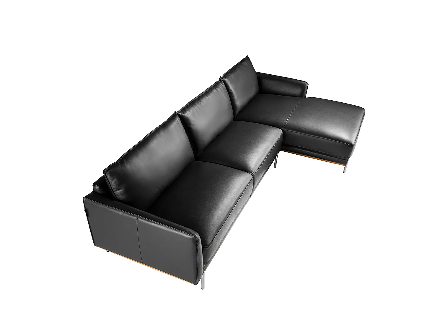 Canapé d'angle droite en cuir noir 6197 ANGEL CERDA