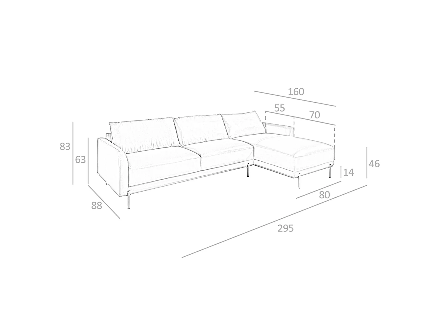 Canapé d'angle droite en cuir noir 6197 ANGEL CERDA
