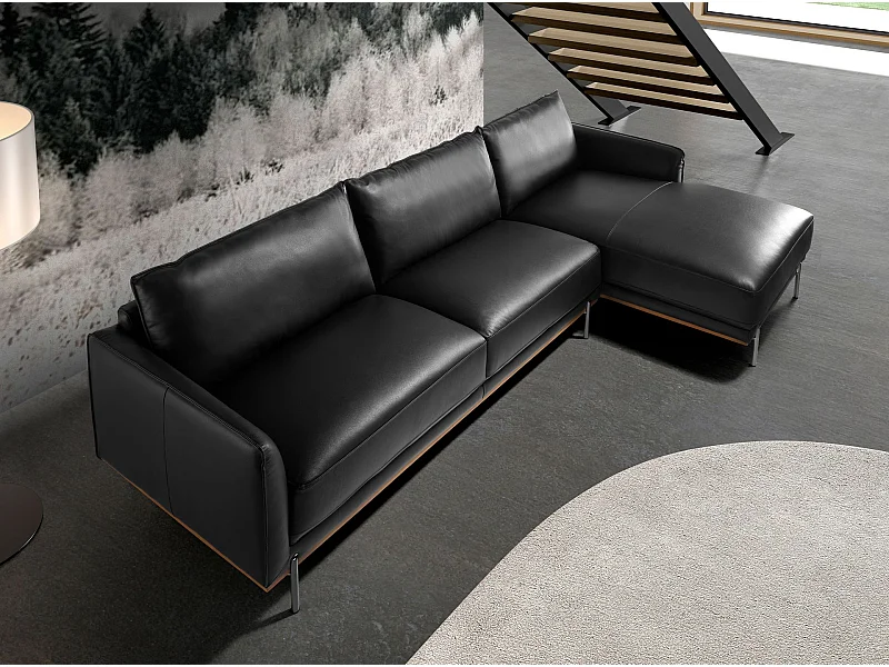 Szezlong prawy sofa czarna skóra 6197 ANGEL CERDA