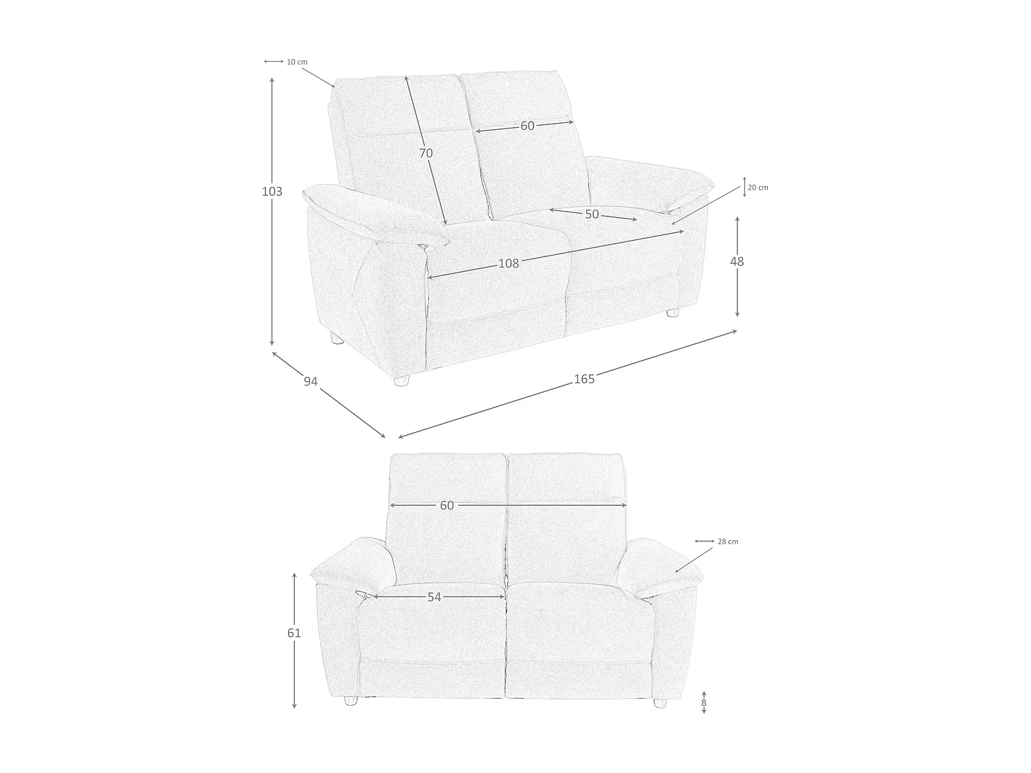 Canapé 2 places en tissu gris 6191 ANGEL CERDA