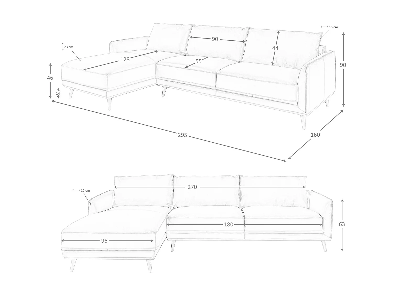 Linkes Chaiselongue-Sofa aus grünem Leder 6200 ANGEL CERDA