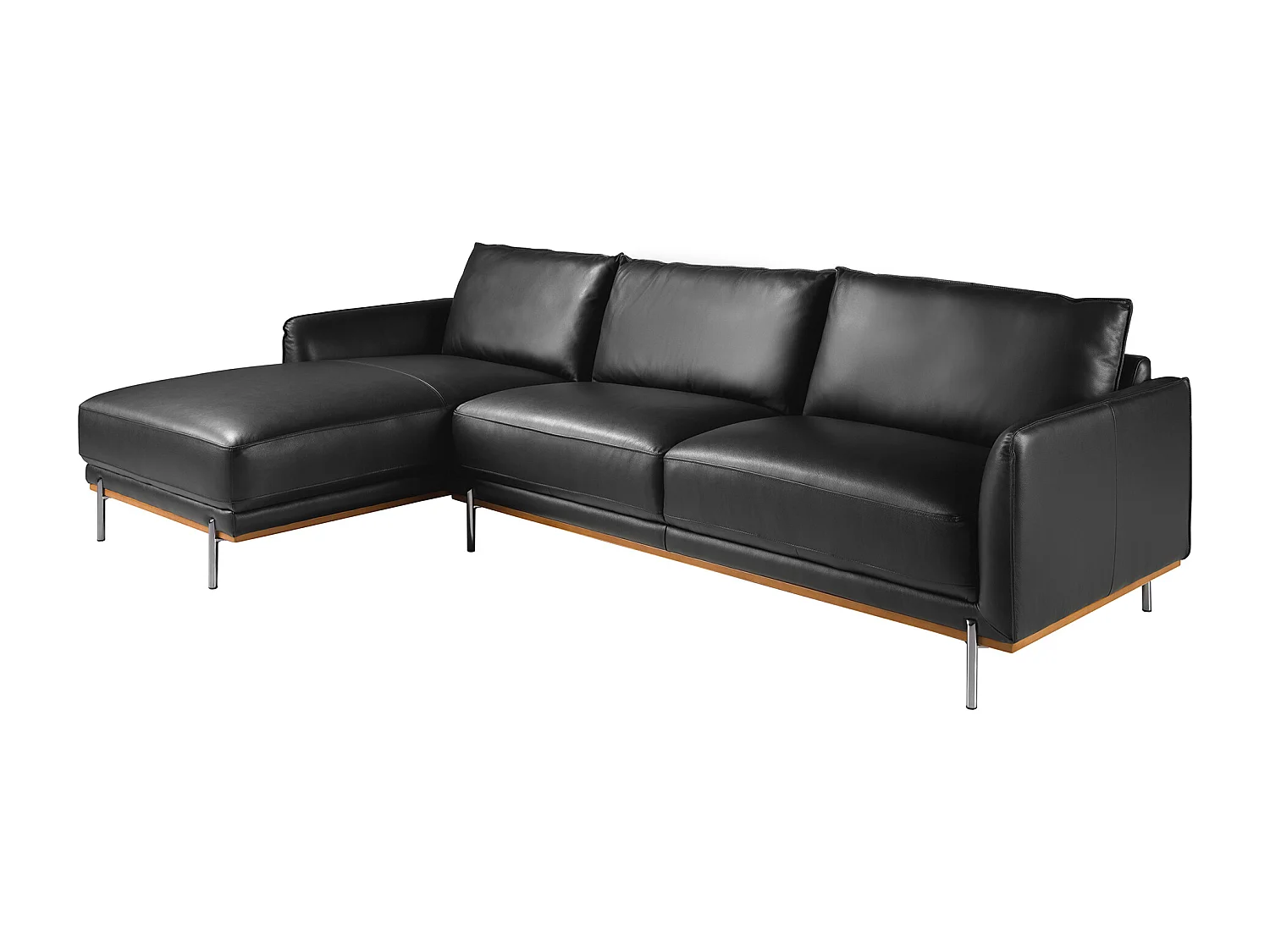 Lewy szezlong sofa czarna skóra