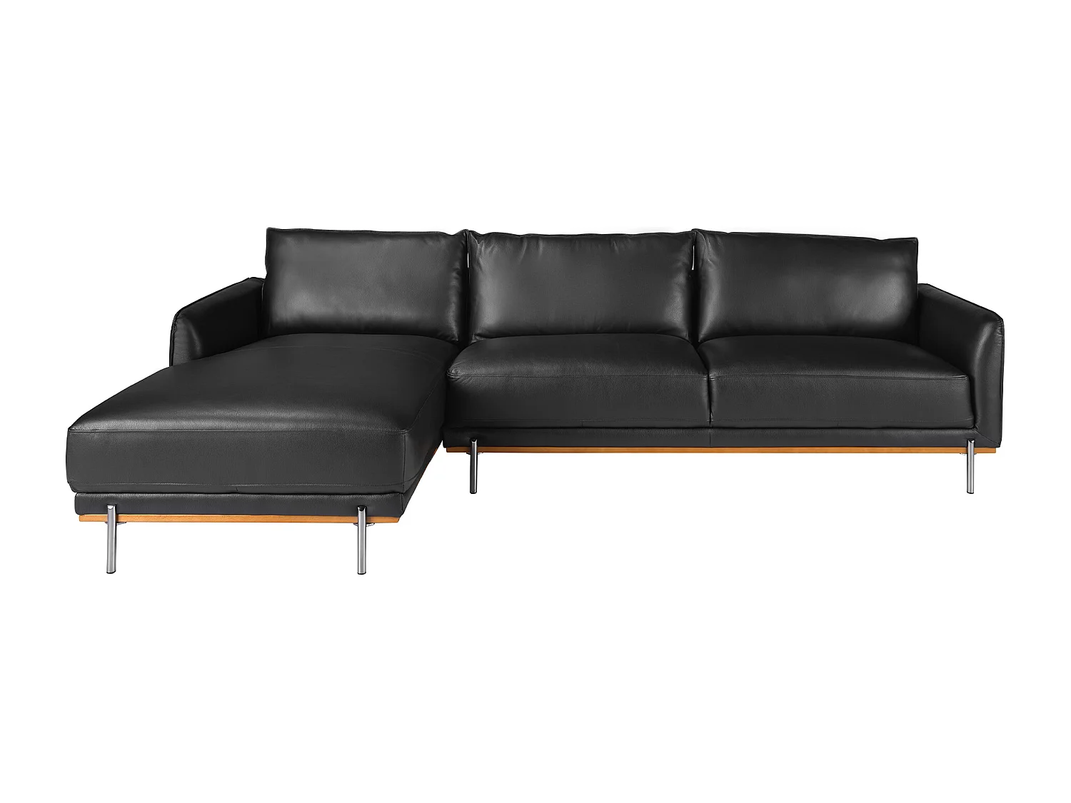 Lewy szezlong sofa czarna skóra