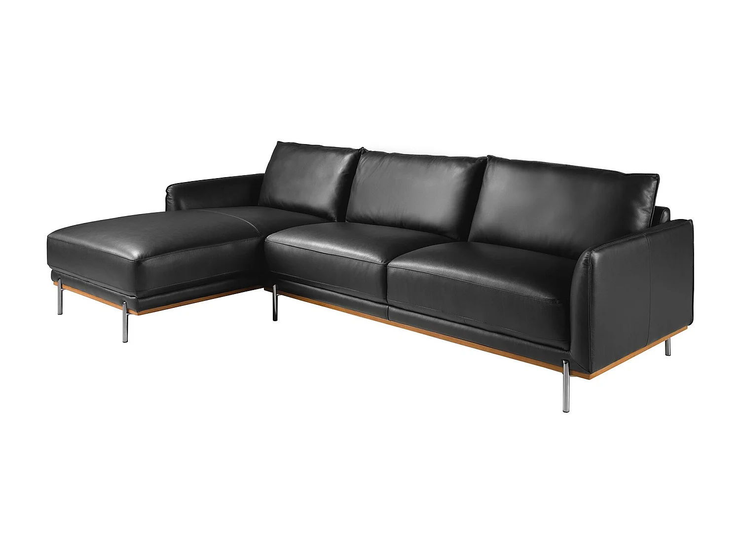 Lewy szezlong sofa czarna skóra 6198 ANGEL CERDA