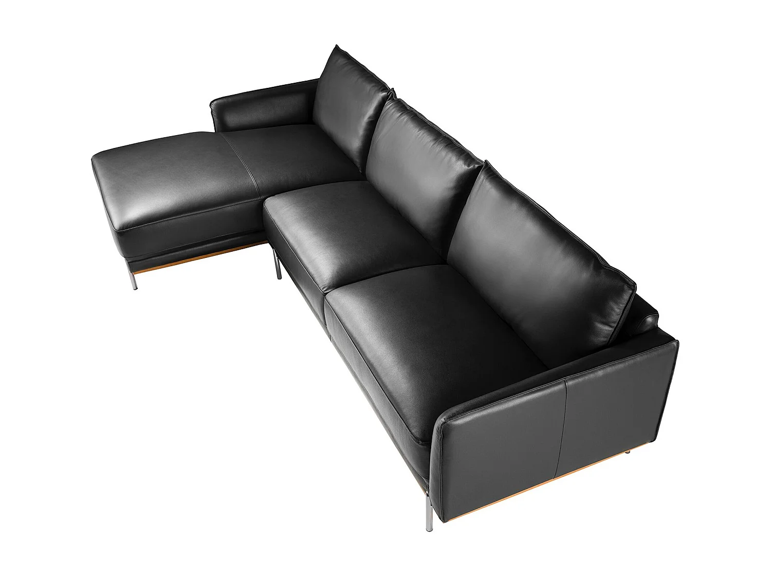 Lewy szezlong sofa czarna skóra 6198 ANGEL CERDA