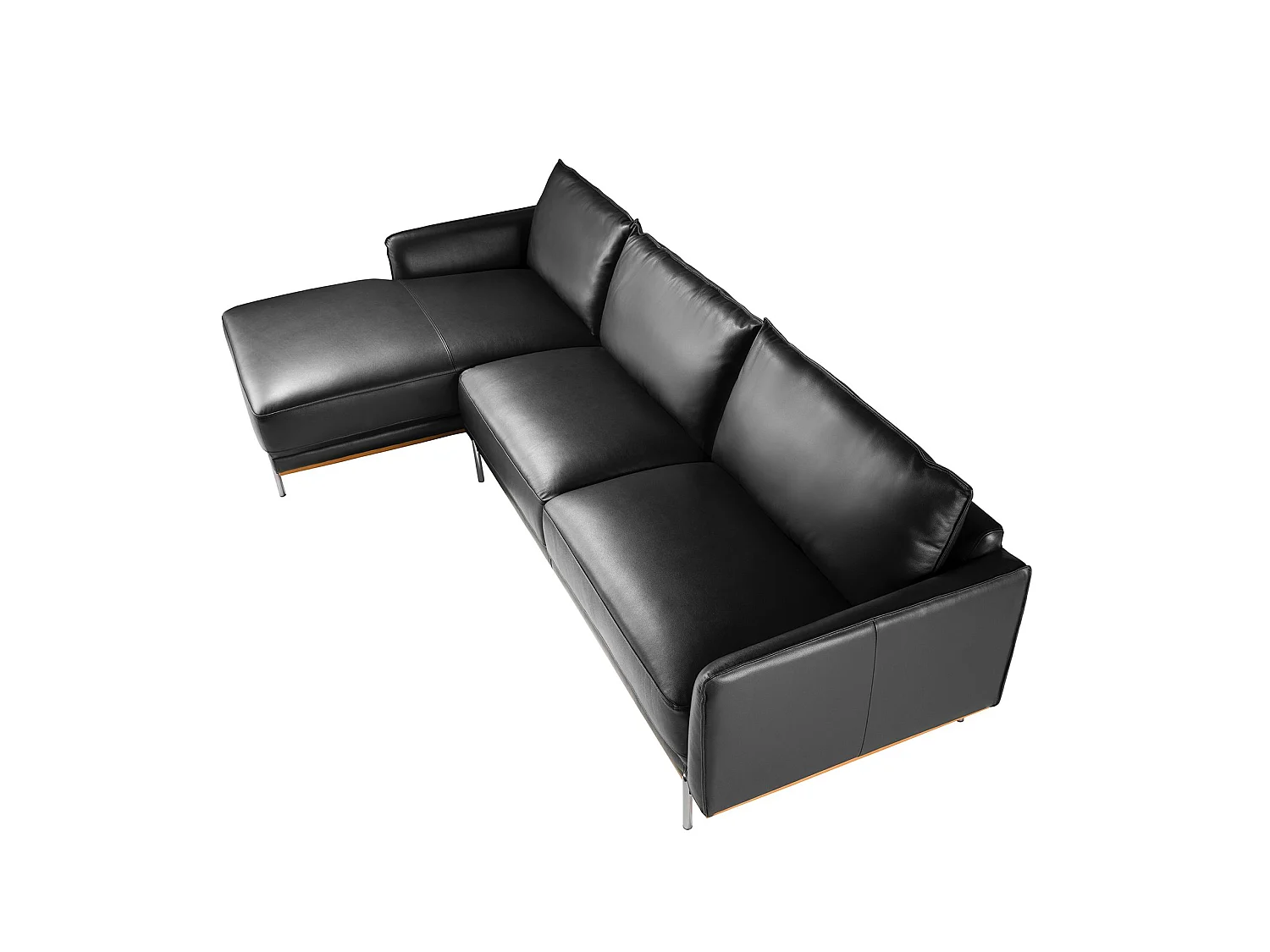 Canapé d'angle gauche en cuir noir 6198 ANGEL CERDA