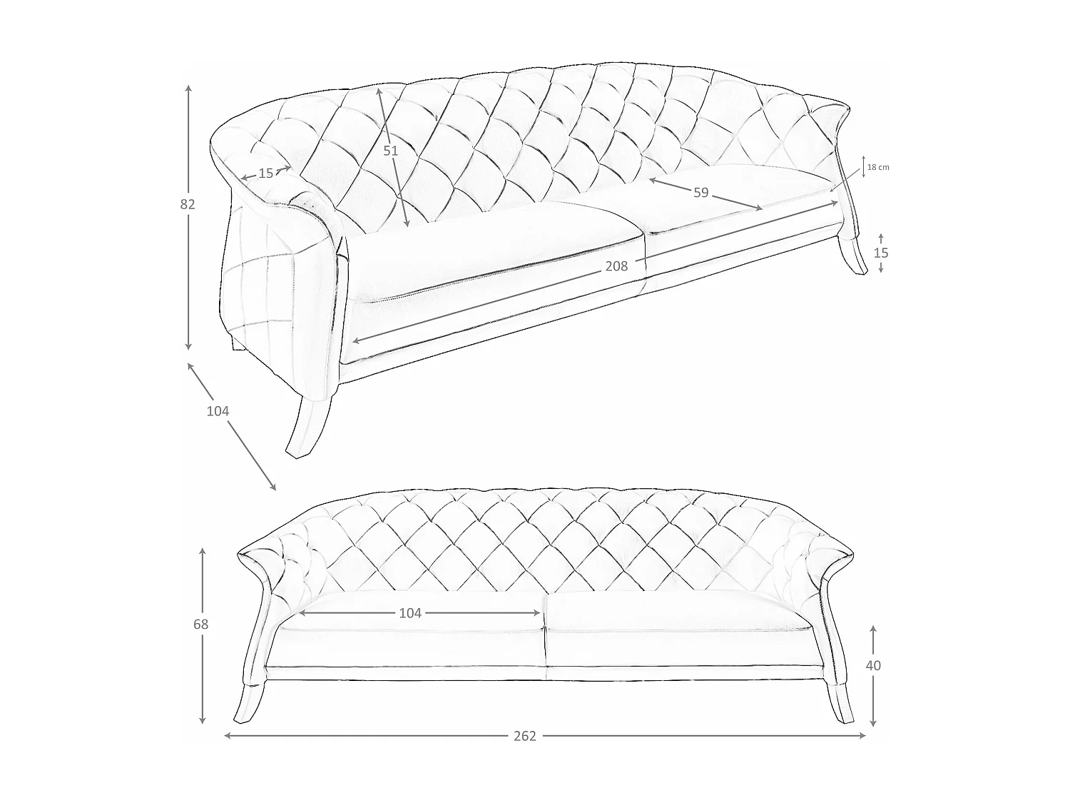 Canapé Chester 3 places cuir gris 6188 ANGEL CERDA