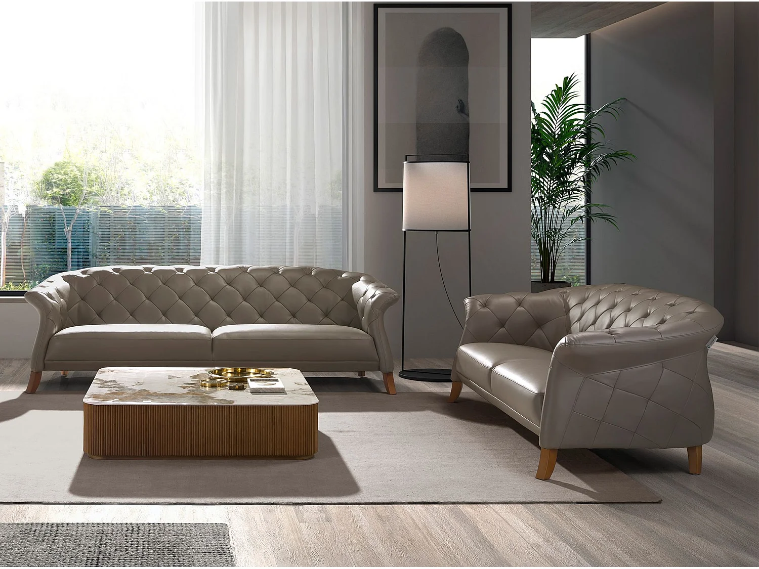 Canapé chester 3 places cuir gris 6188 ANGEL CERDA