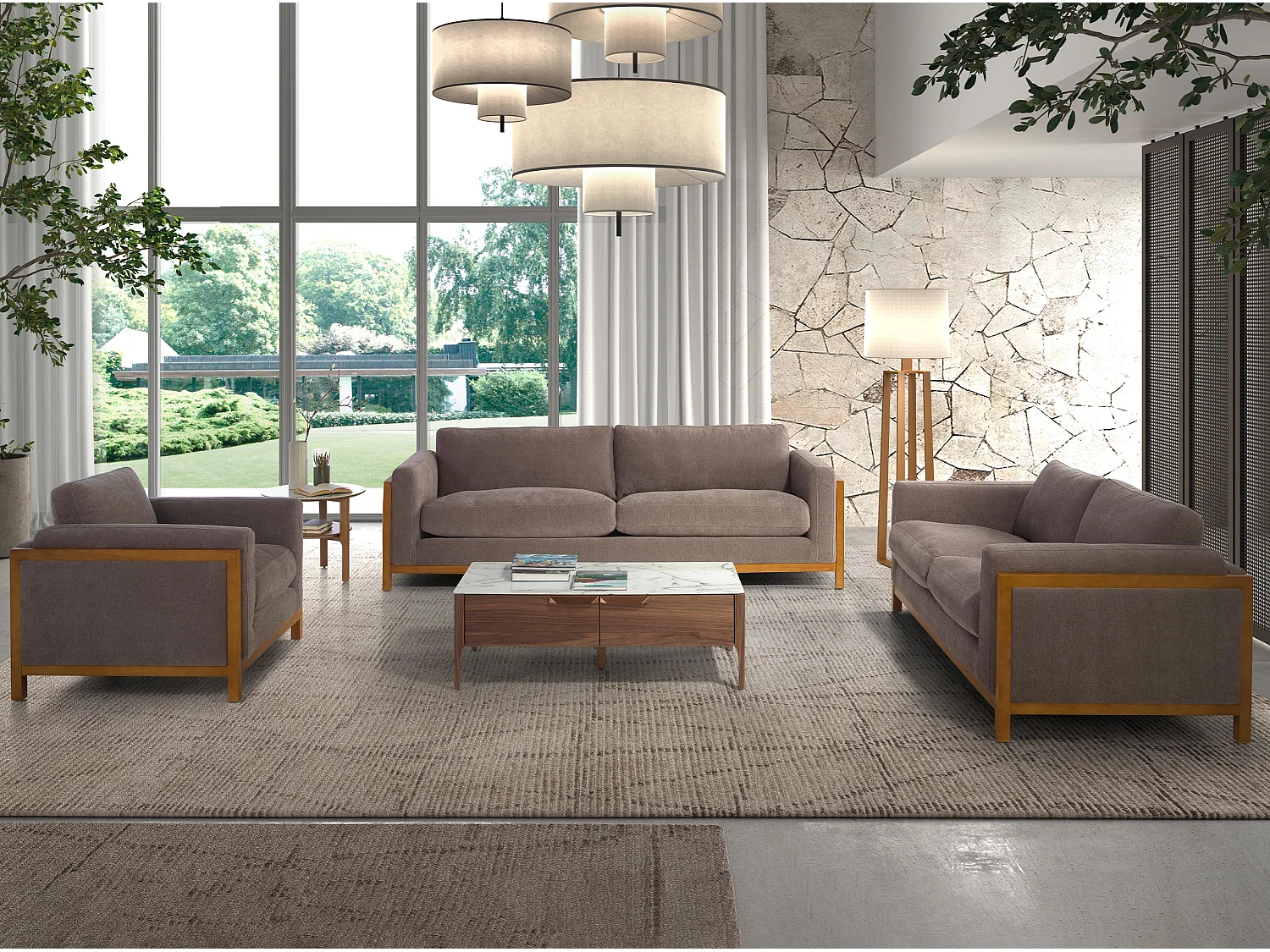 Canapé 3 places en tissu marron 6186 ANGEL CERDA