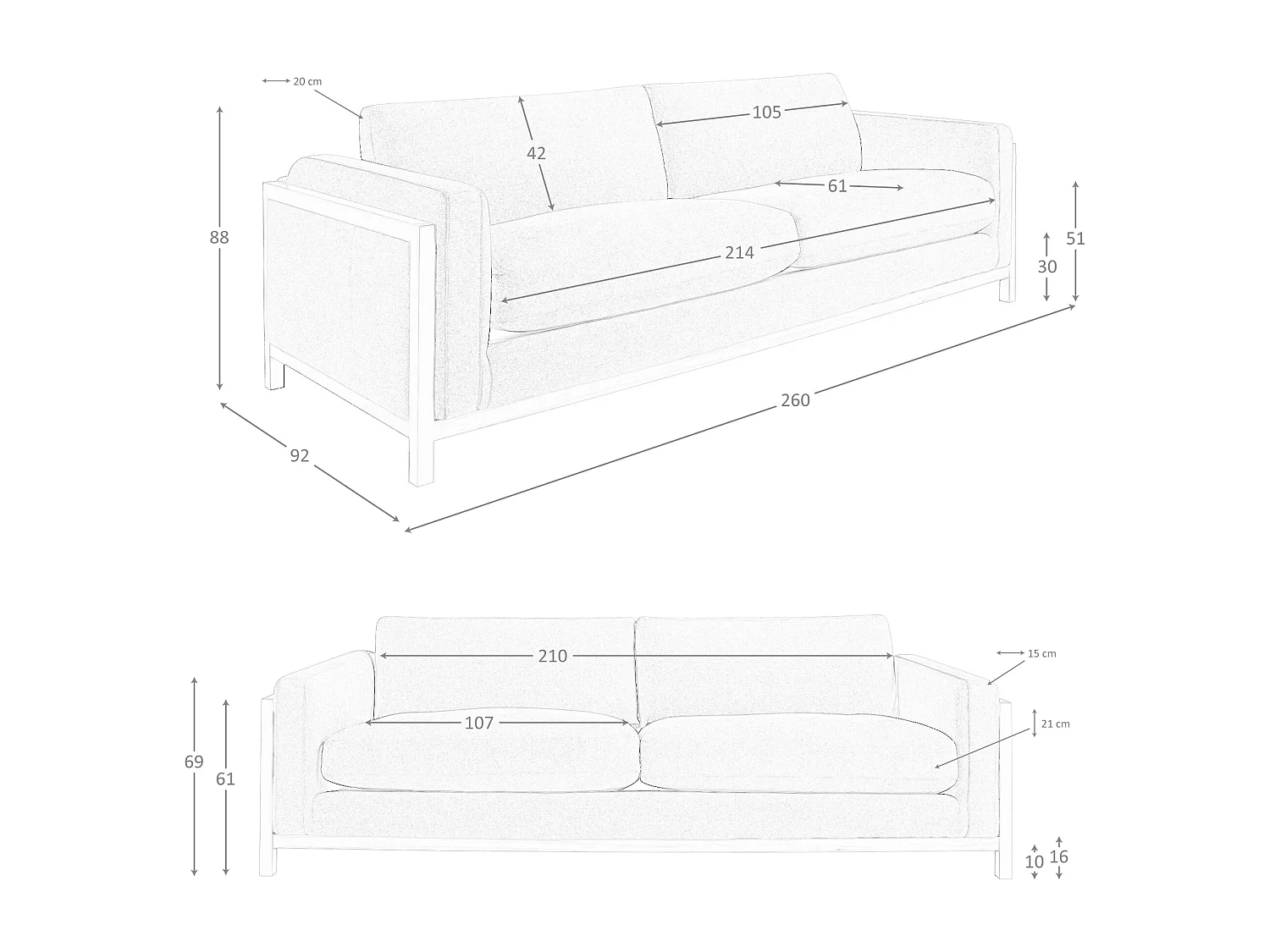 Canapé 3 places en tissu marron 6186 ANGEL CERDA