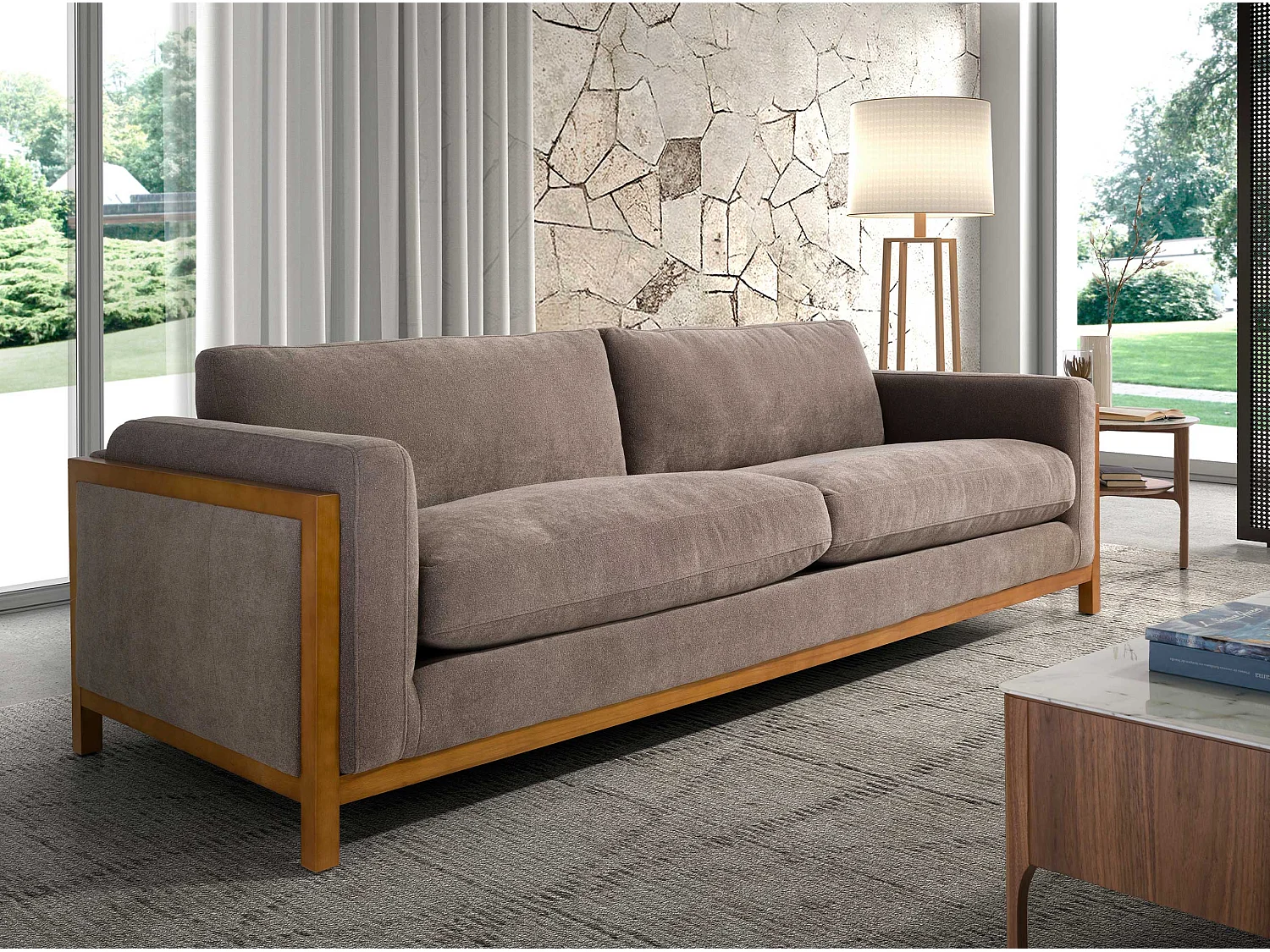 Sofá 3 plazas tela marrón  6186 ANGEL CERDA