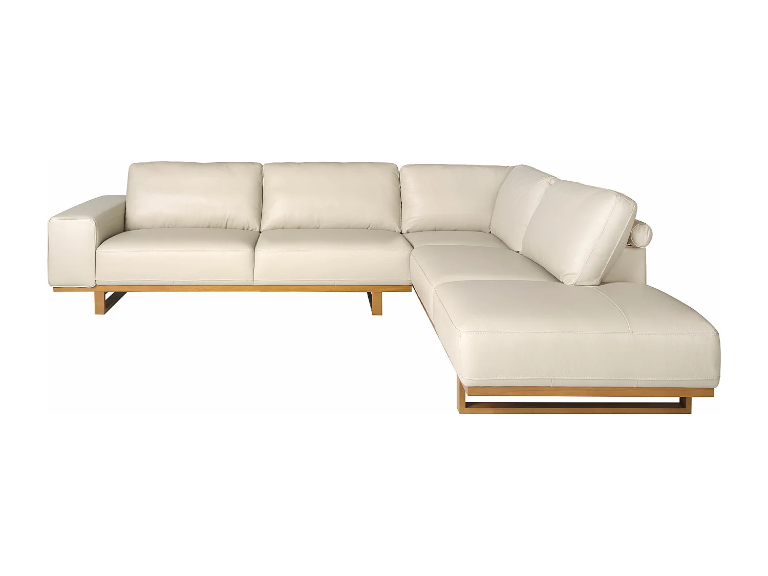 Canapé d'angle droit en cuir sable 6203 ANGEL CERDA