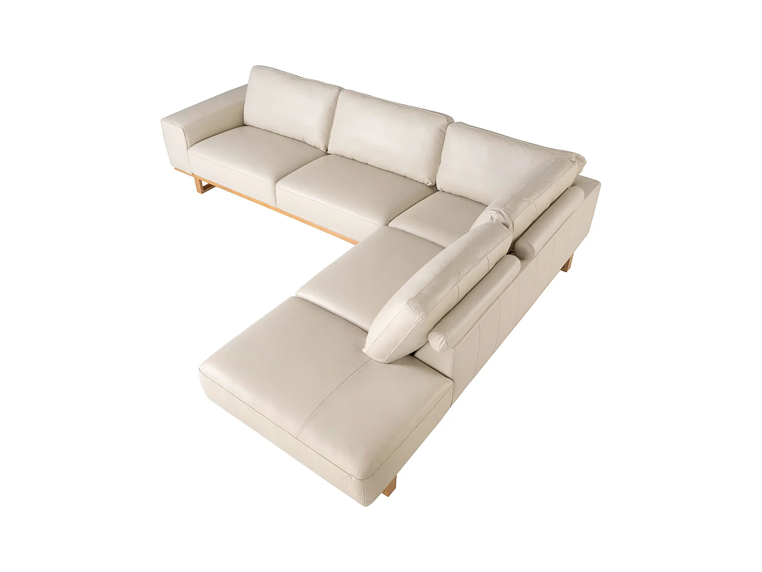 Canapé d'angle droit en cuir sable 6203 ANGEL CERDA