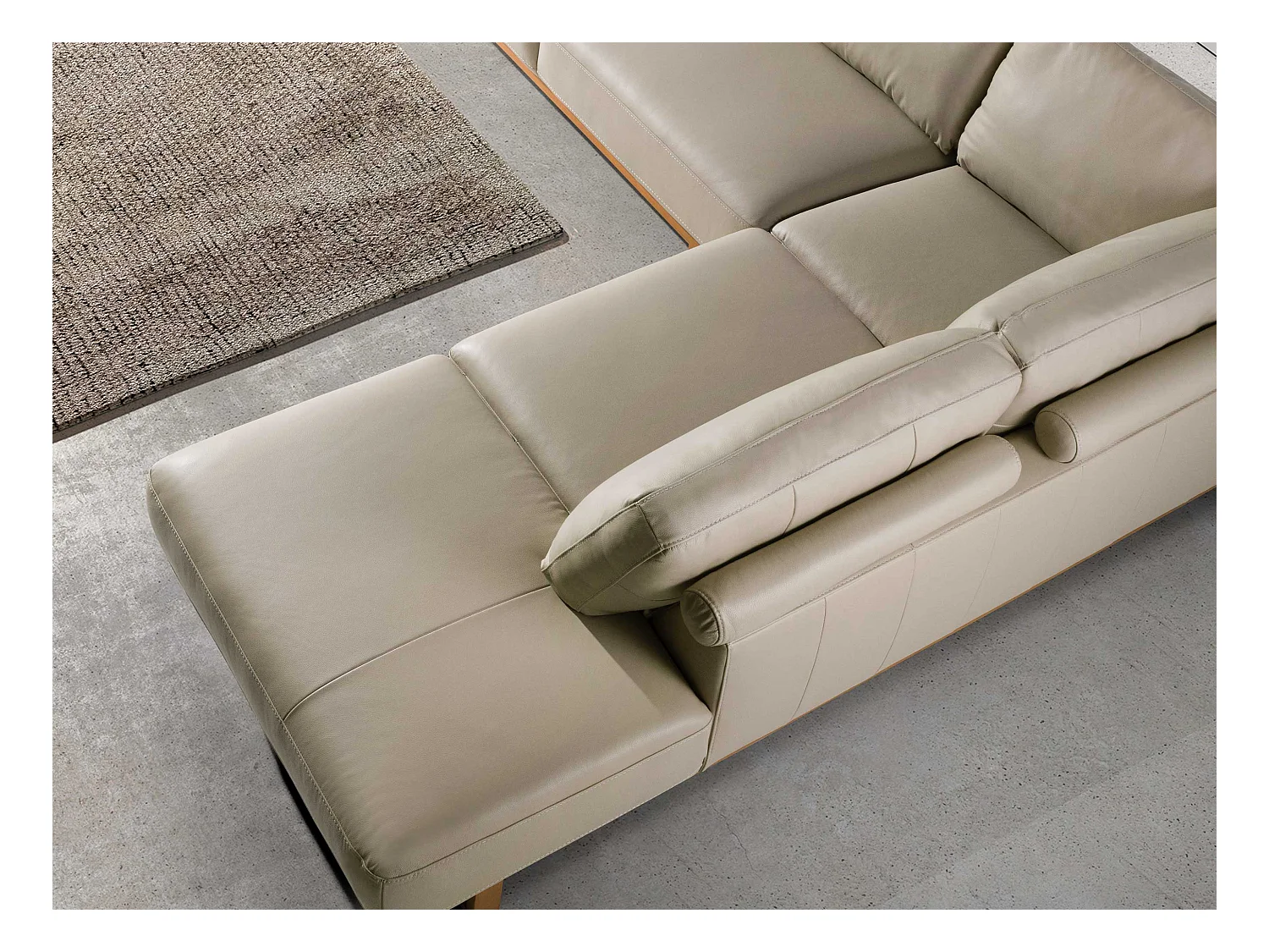 Canapé d'angle droit en cuir sable 6203 ANGEL CERDA