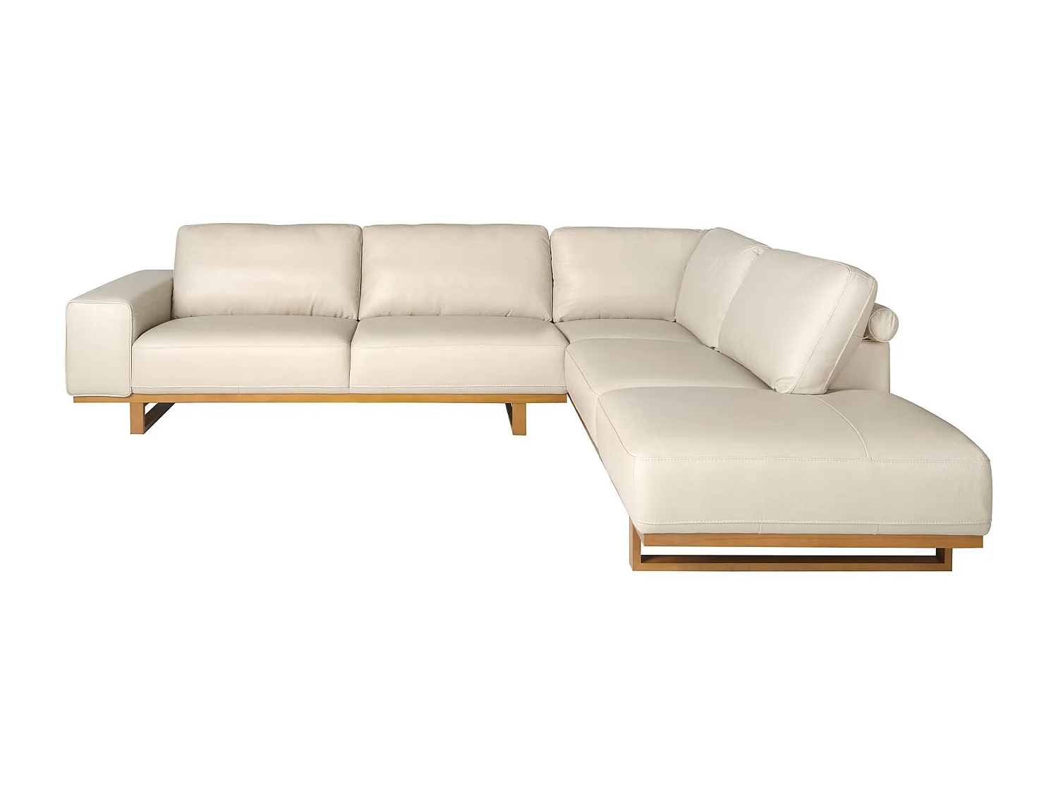 Canapé d'angle droit en cuir sable 6203 ANGEL CERDA